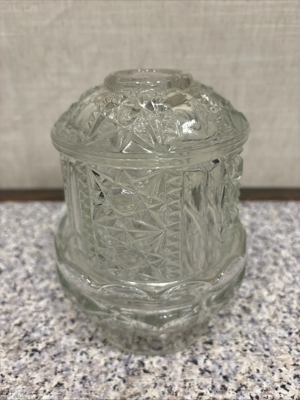 Vintage Indiana Glass Stars and Bars Fairy Lamp -7” -